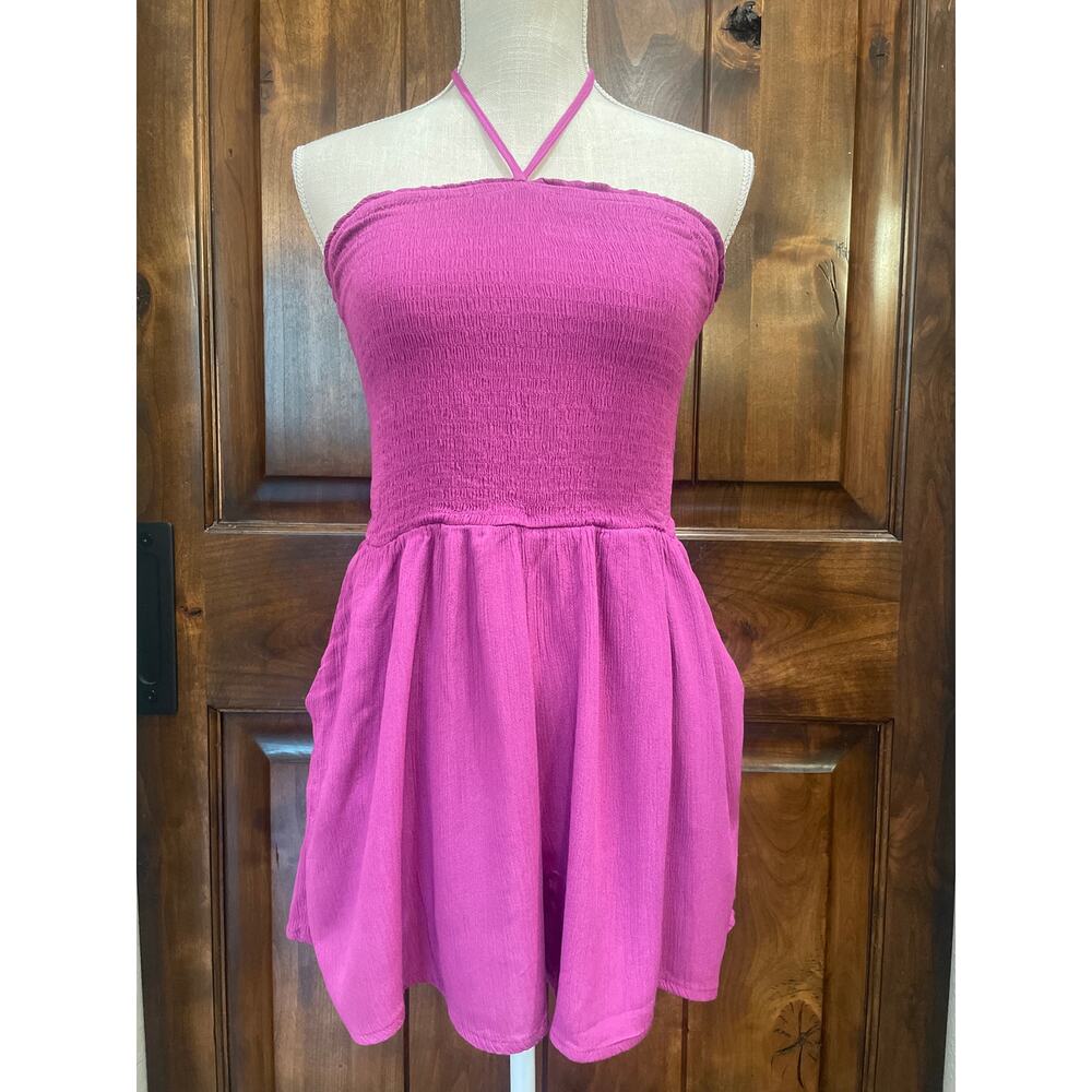 Wild Fable Romper Women's Size Medium Purple Summer Smocked with Tie